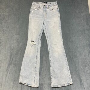 Gap Denim '70s Flare Jeans Women 2/26R 27x30.5 Blue Denim Distressed Medium Wash